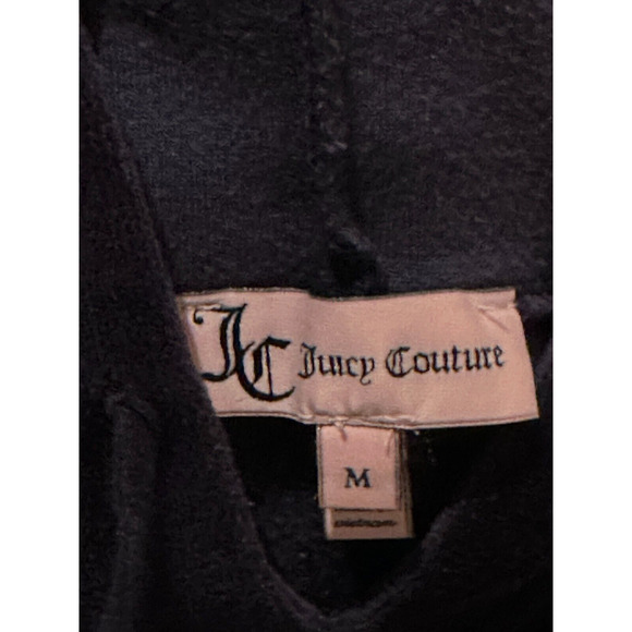 Juicy Couture Y2K Navy Blue LA Graphic Velour Pullover Hoodie Metallic Medium - Picture 6 of 8